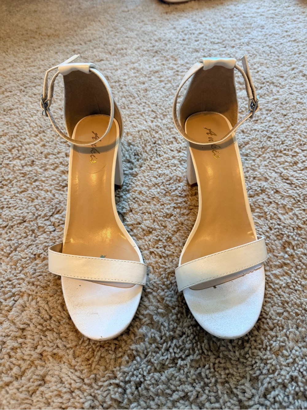 Women’s White Ankle-Strap Block Heel Sandal by Unbranded
